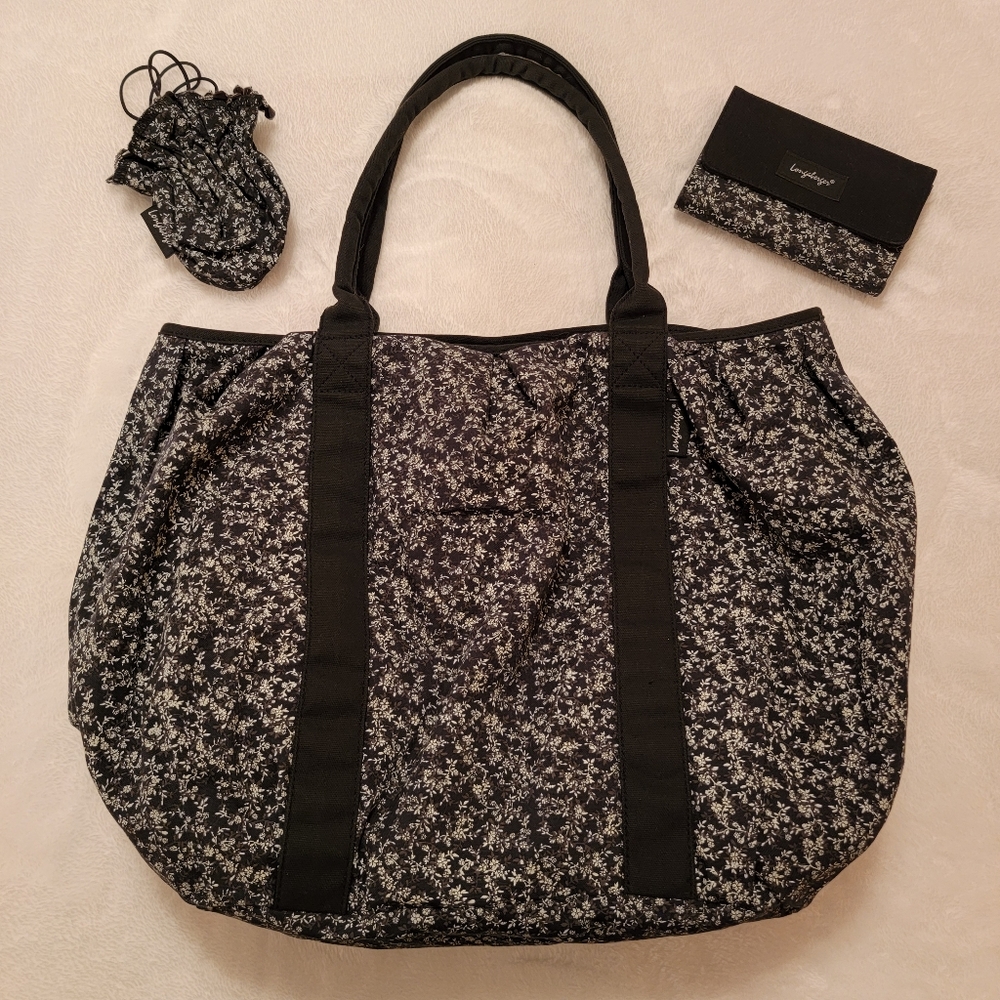 LONGABERGER HOMESTEAD ♡ Sweet Black 'n White Vintage Mini Floral Pattern 3pc Set